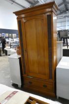 Mahogany single door wardrobe with single drawer to base