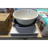 +VAT Casserole dish, mixing bowl 5 piece fridge bin set, together with a James Martin cutlery set