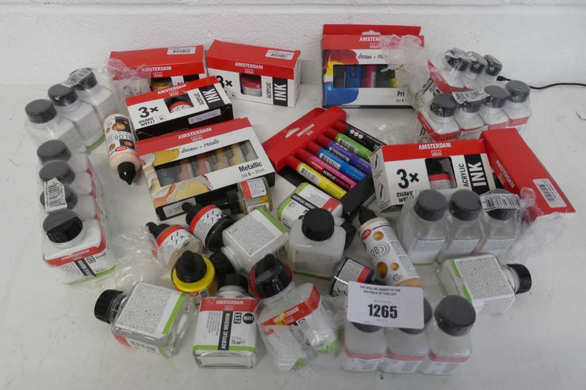 +VAT Box containing various Amsterdam crafting accessories to include pens, paints, acrylics, inks