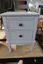 Modern grey 2 drawer night stand Impact dent to left hand side