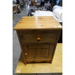 Pine bedside with single drawer and single door