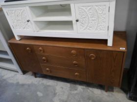 1970s style teak effect sideboard with 3 central drawers