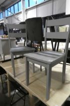 Modern pair of grey panel seated dining chairs