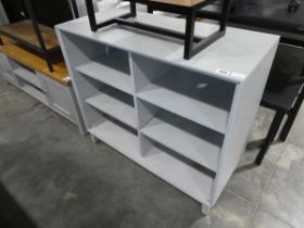 Modern grey open front shelving unit