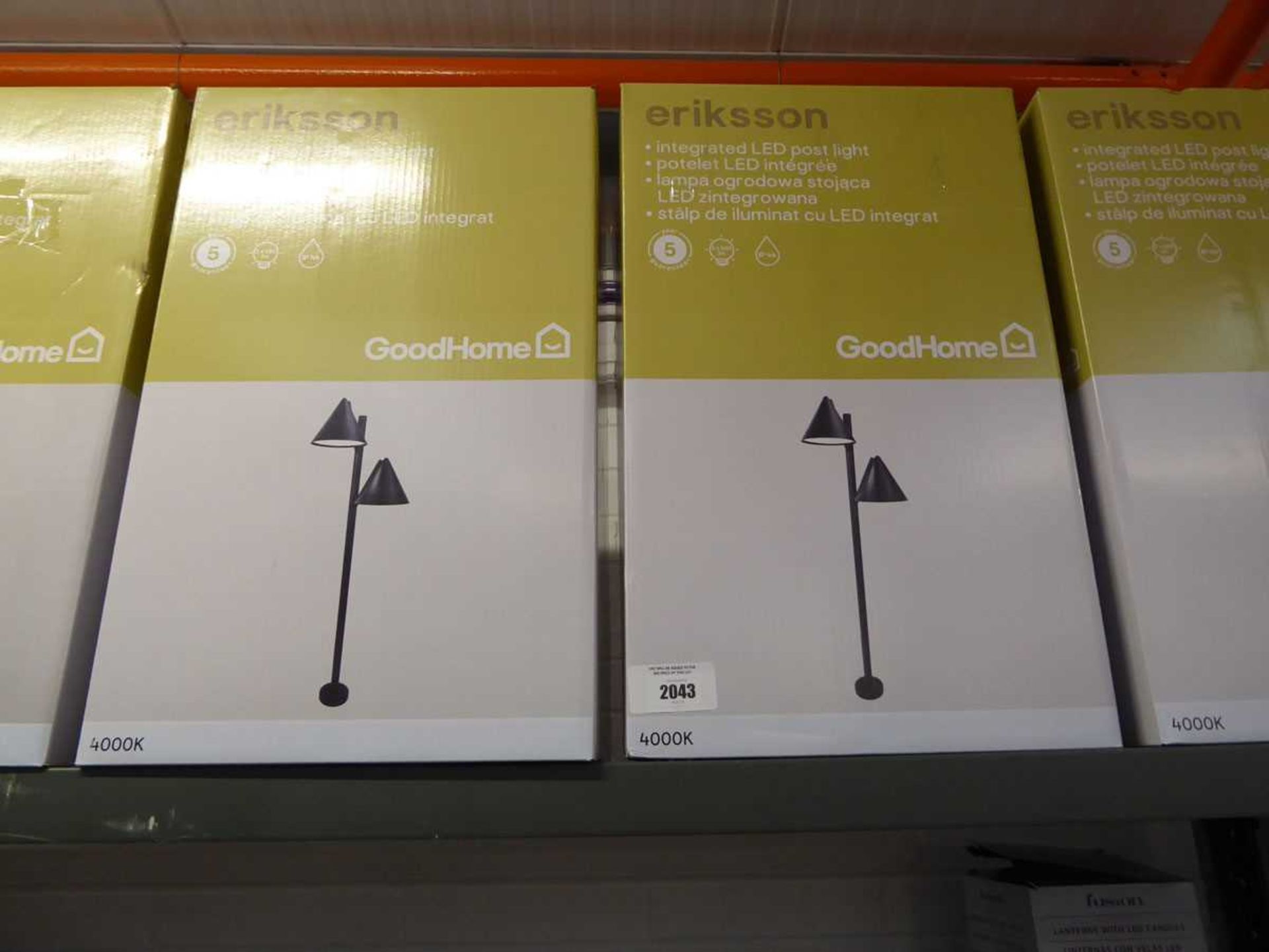 +VAT 2 boxed Eriksson integrated LED black outdoor post lights
