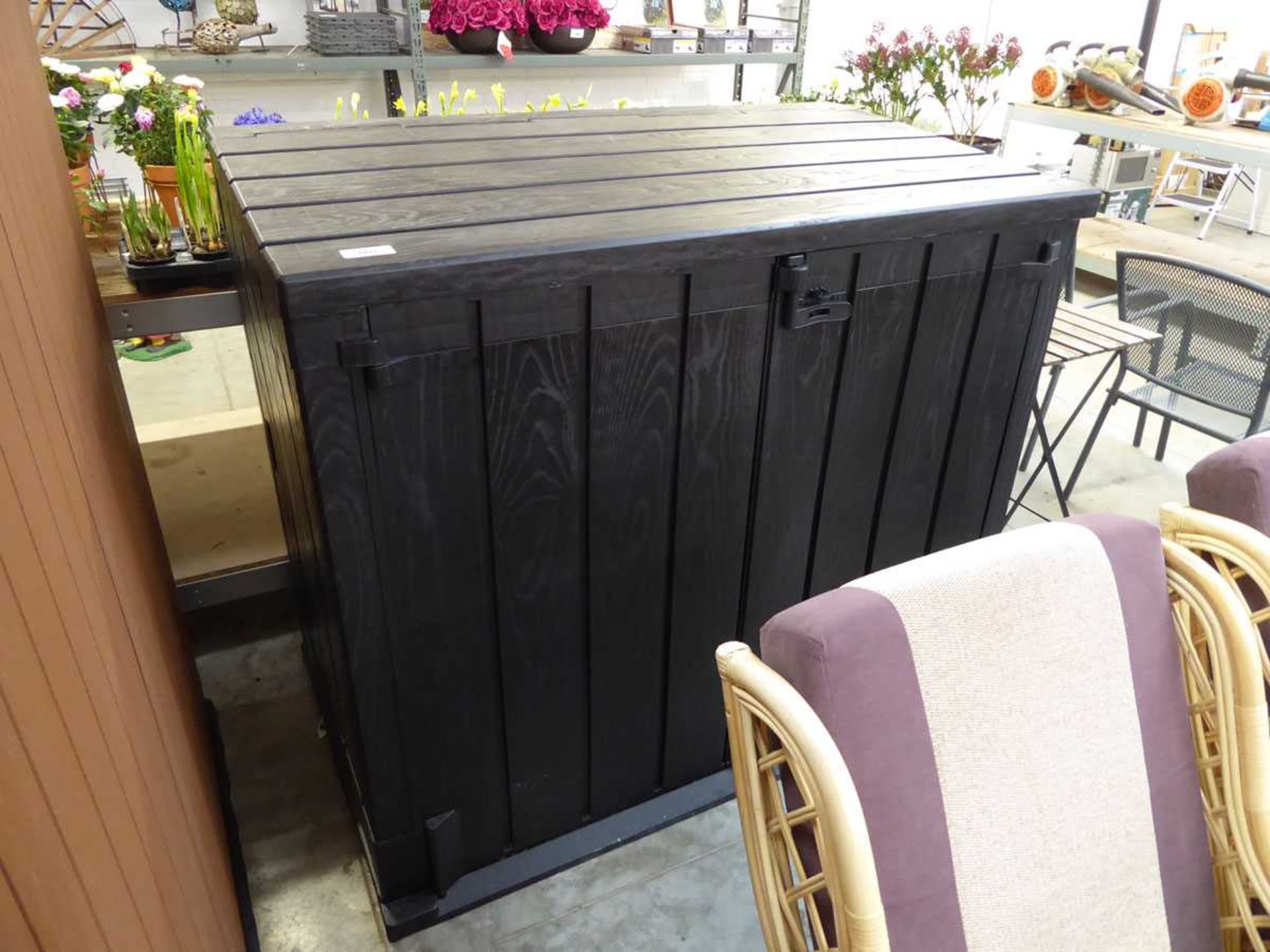 +VAT Keter 2 door black bin store with lift up roof