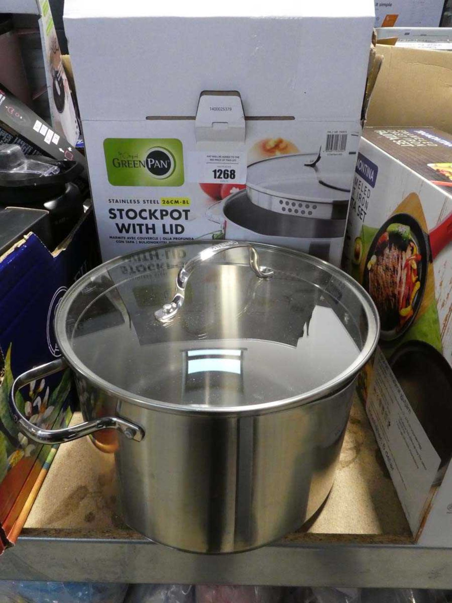 +VAT 2 GreenPan stockpots with lids - 1 boxed, 1 unboxed