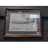 Framed and glazed print of a Shackleton AEW.2 aircraft commemorating Sentry AEW.1 Squadron, RAF