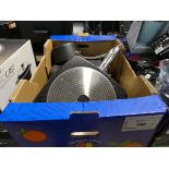 +VAT Box containing various pots and pans by Rock etc