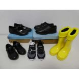 Pair of girls school shoes by Term Footwear (size 4) with boxed pair of girls school shoes by Term