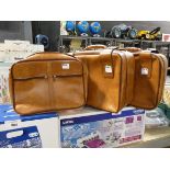 3 piece brown leather luggage set