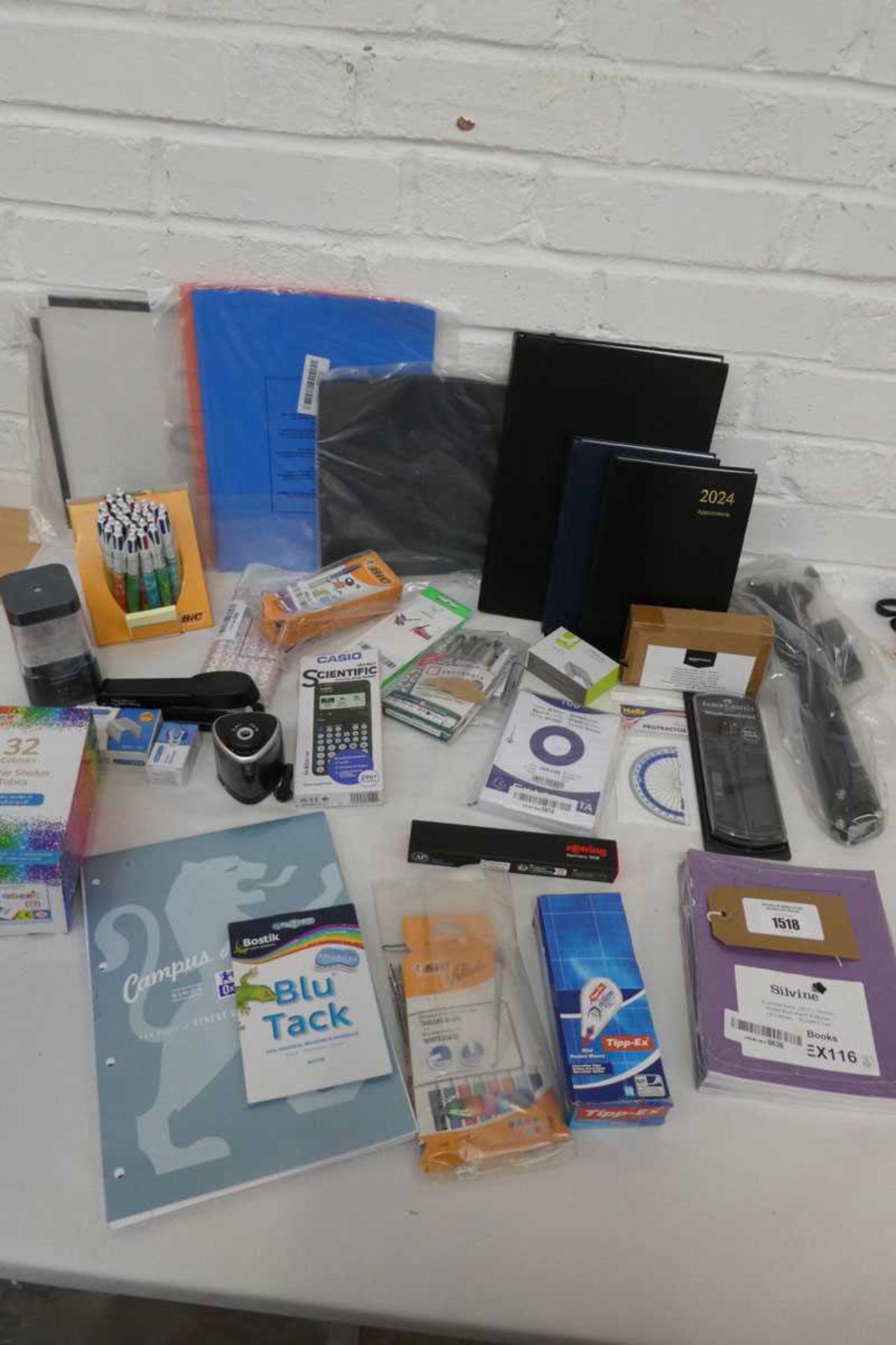 +VAT Various items incl. Blu Tack, refill pads, exercise books, Tipp-Ex, pens, appointment books,