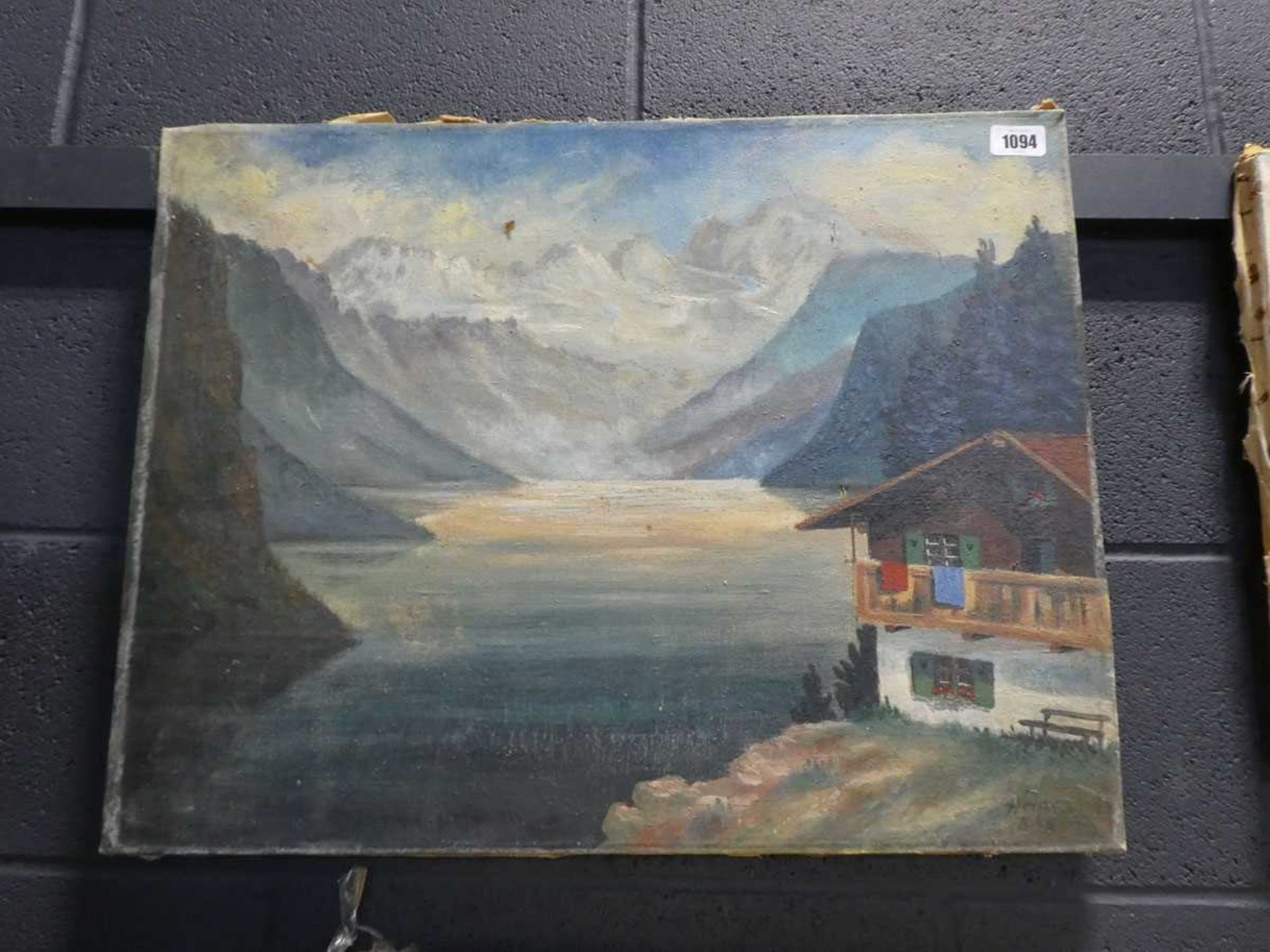 2 unframed canvas paintings of coastal and lake scenes