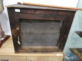 Early 20th century refrigerator cupboard with lattice door front