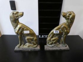 Pair of brass fireplace decorative dogs