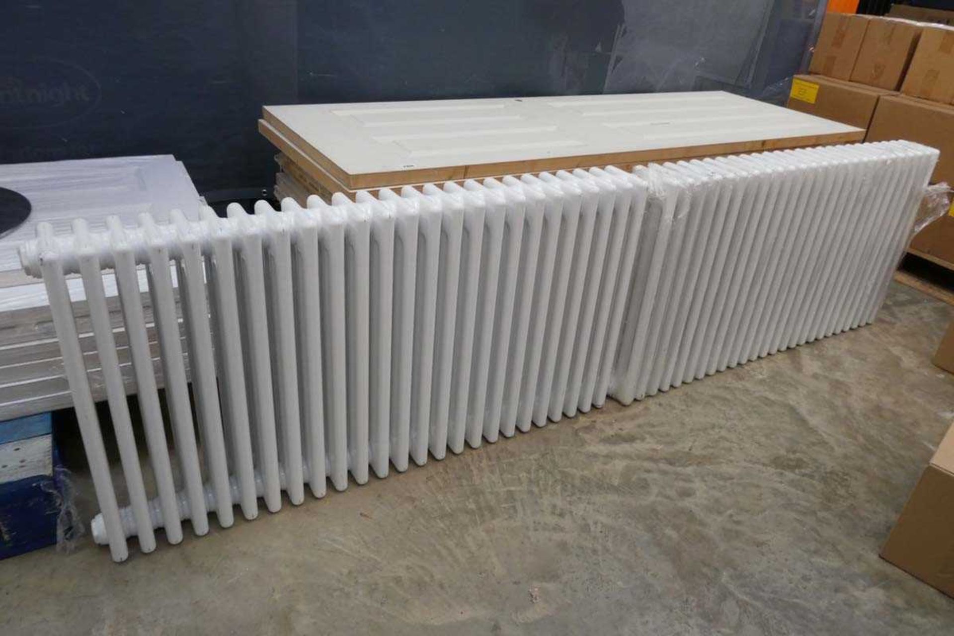 2 Victorian style white powder coated finished radiators