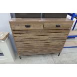 Wooden dark oak effect 2 drawer radiator cover