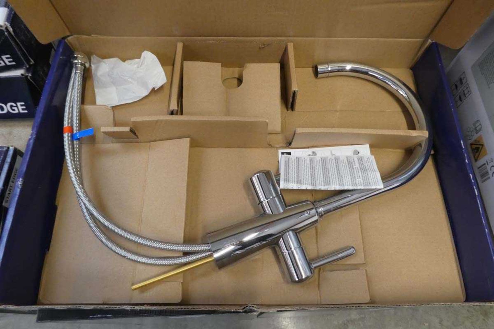 +VAT Boxed Grohe chrome twin lever kitchen tap - Image 2 of 2