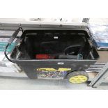 Toolbox containing qty of battery operated tools to include Makita rep saw, Makita jigsaw, Makita