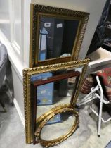 4 various wall mirrors including 3 in gilt effect frames
