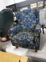 Modern peacock pattern upholstered wingback easy chair