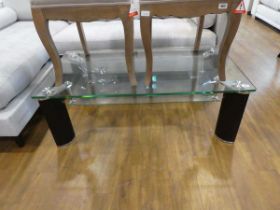 Modern low level 2 tier glass coffee table