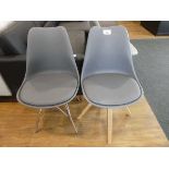 +VAT Modern pair of plastic seated grey dining chairs on beech supports