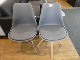 +VAT Modern pair of plastic seated grey dining chairs on beech supports