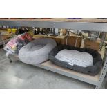 +VAT Kirkland signature branded dog beds in grey together with bag of dog toys