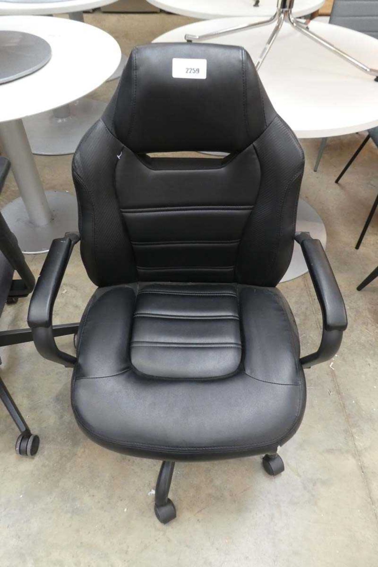 +VAT True Innovations black leatherette twin arm office chair on 5 star base