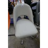 Grey leatherette swivel office armchair on chrome 5 star base