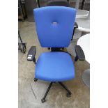 Senator blue cloth twin armed office armchair on 5 star base