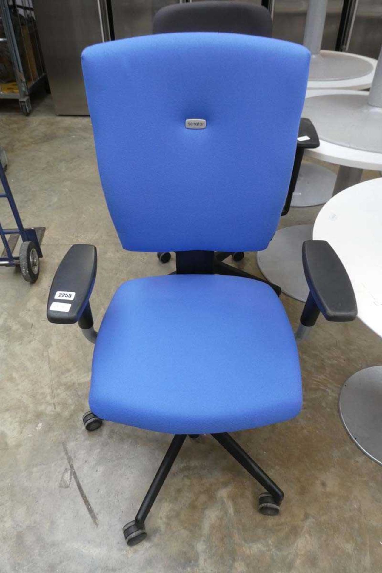 Senator blue cloth twin armed office armchair on 5 star base