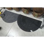 +VAT Pair of large semi-circular door mats (1 in grey, 1 in black)