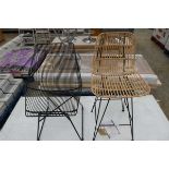 2 metal framed wire seated chairs