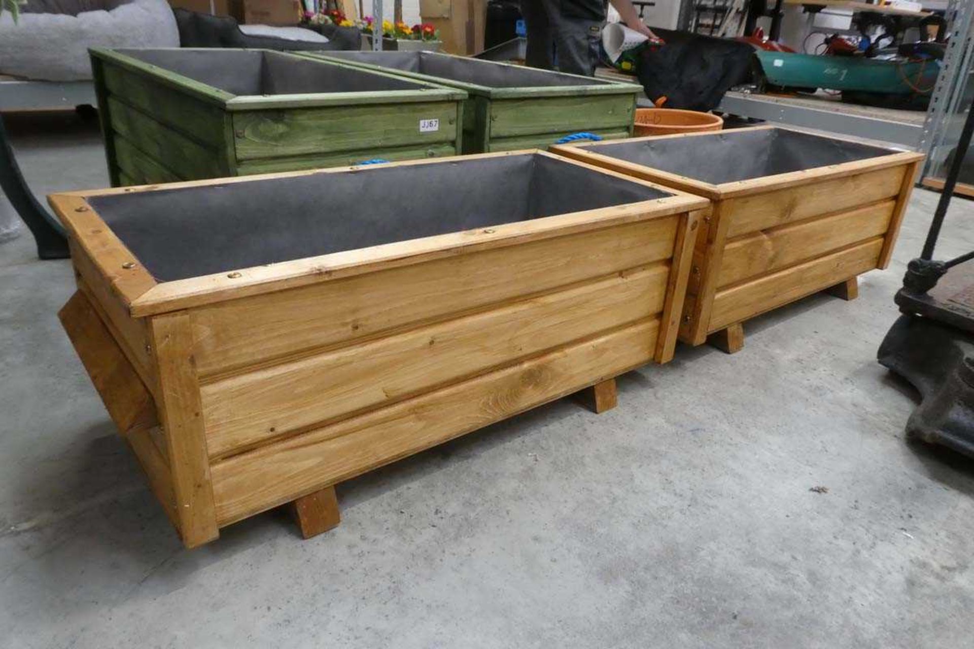 Pair of large wooden planters