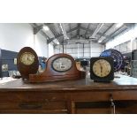 4 various clocks, to include a blue Smiths glass fronted mid century mantle clock, an alarm clock,