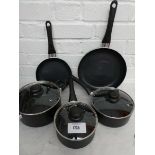 +VAT Set of 5 stacking saucepans and frying pans by Amazon Basics