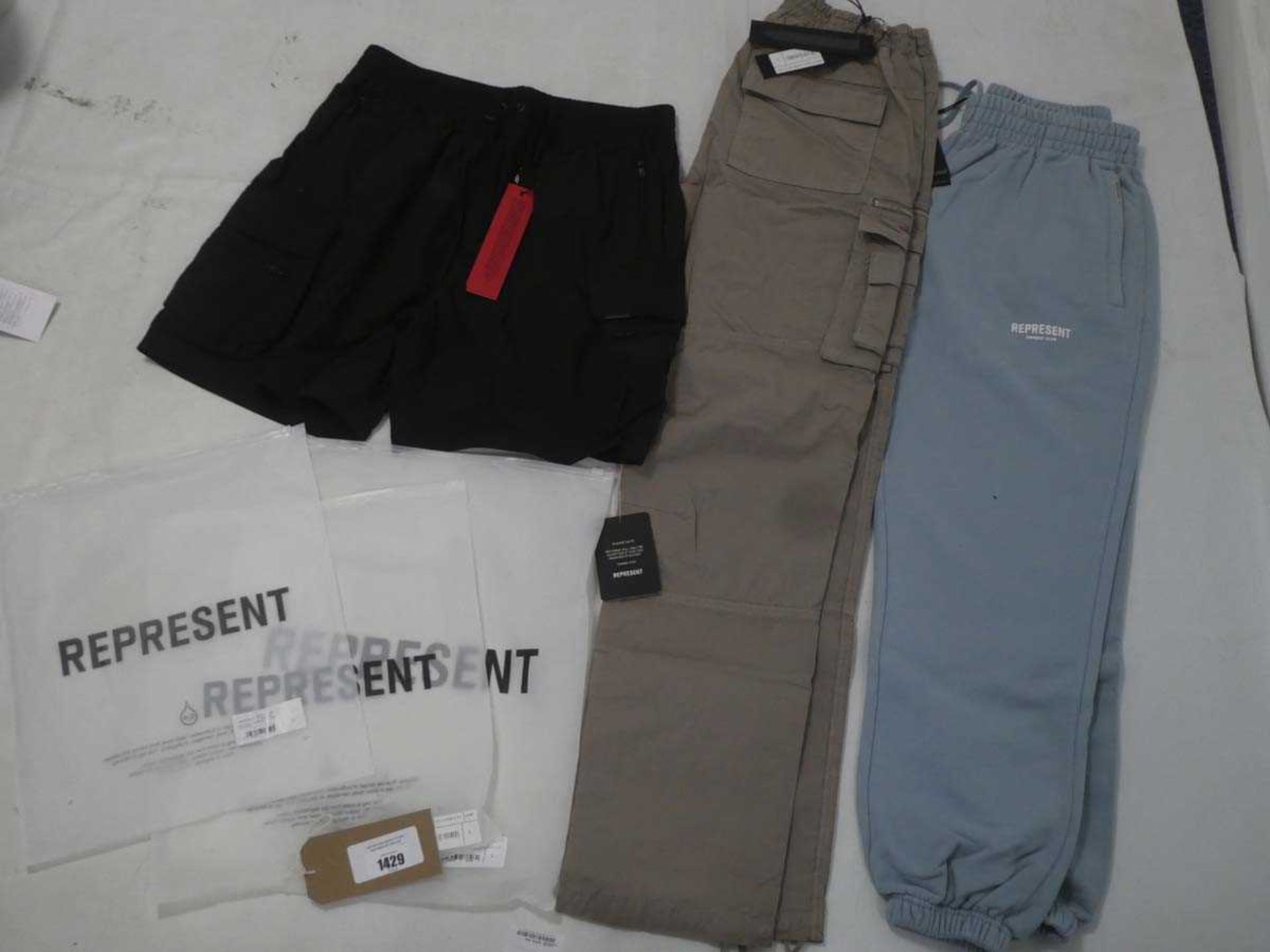 +VAT Represent owners club relaxed sweatpant, cargo pants and 247 shorts all size large