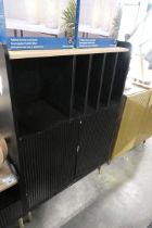 Modern black ribbed fronted record cabinet