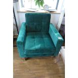 +VAT Green velvet upholstered armchair