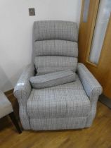 +VAT Modern grey check upholstered reclining easy chair