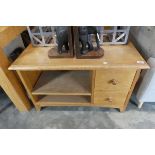 Light oak entertainment stand with 2 drawers