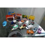 Shelf of Matchbox Corgi and other Diecast vehicles