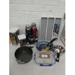 +VAT Various items to include glass decor storage box, small penguin home saucepan (suitable for