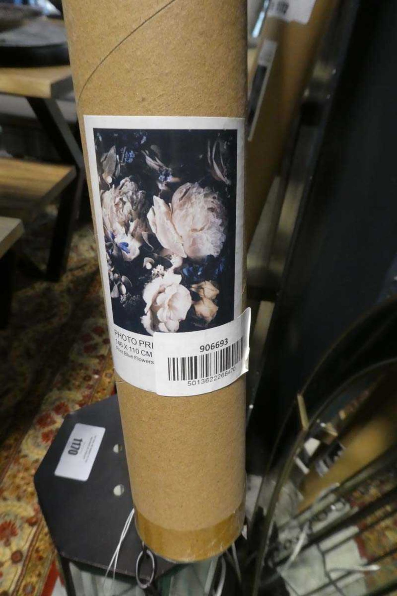 +VAT Hanging photo banner print of flowers in cardboard postal tube (146x110cm)