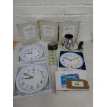 +VAT Various items to include Acctim tell the time wall clock, 2 Unity silent sweep non ticking wall