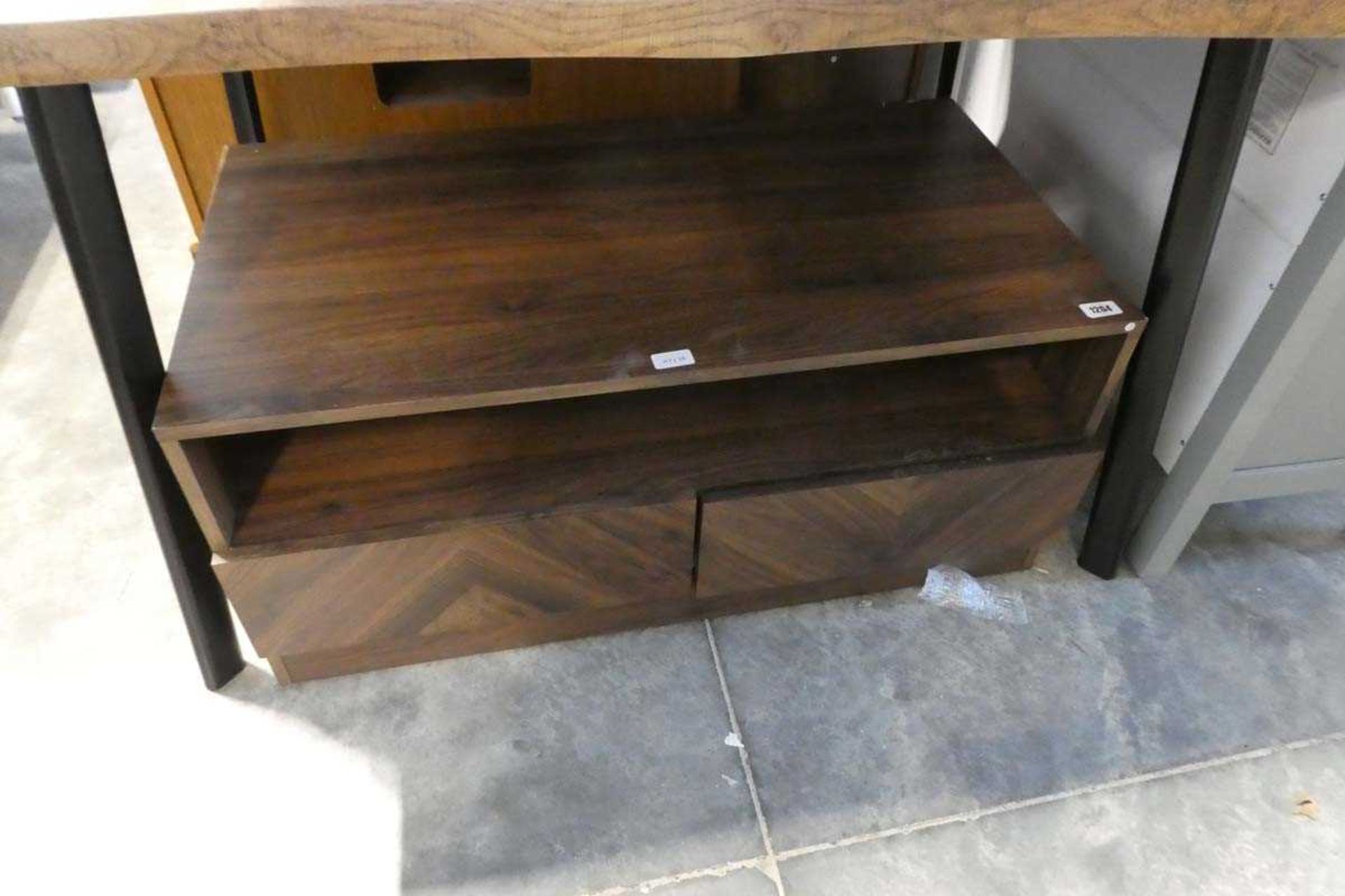 Hardwood finish 2 drawer entertainment stand
