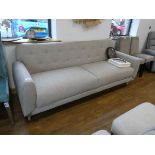 +VAT Modern light grey upholstered button studded sofa