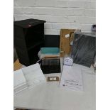 +VAT Various items to include desk top stand for laptop or monitor, plain paper A4 note pad, 2